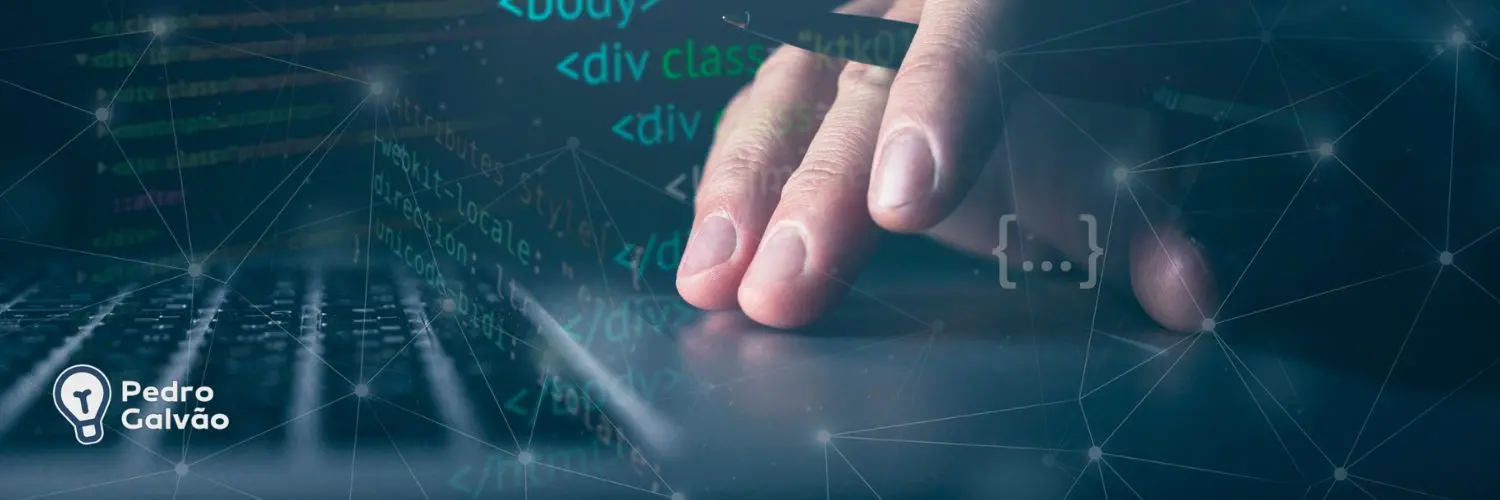 Imagen que ilustra a una persona trabajando en una notebook realizando el proceso de desarrollo de software indicando lenguajes de programación.